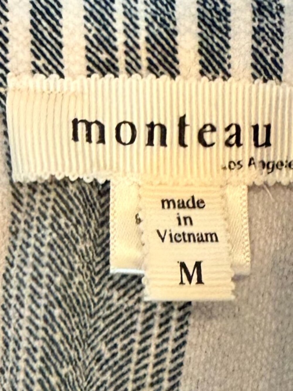 Monteau Blue Ivory Striped Cropped Jumpsuit Capri Wide Leg Size M - Picture 6 of 7